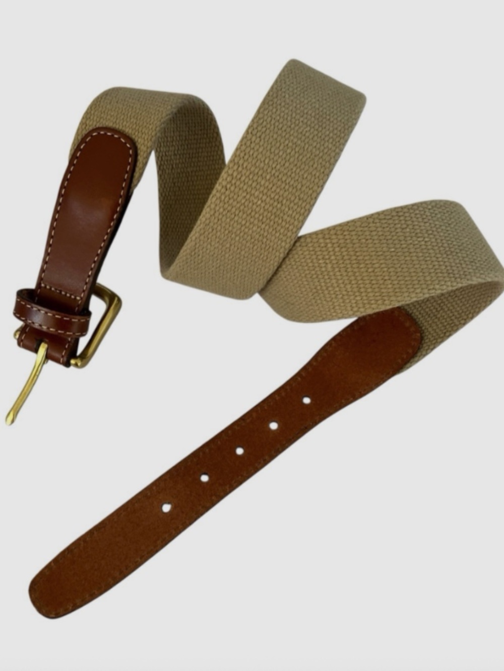 Lands End Canvas Surcingle Belt Mens Size 36 Tan Brown USA Preppy